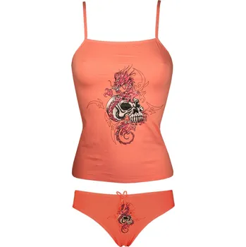 Kalhotky Draco - bavlněná košilka a kalhotky L světle oranžová