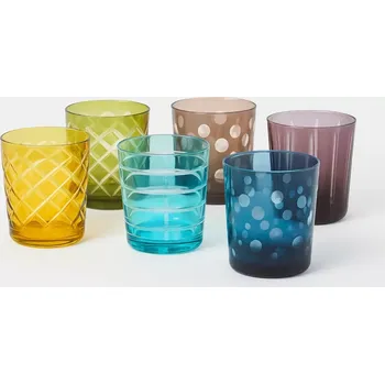 Sada nádobí Pols Potten – vícebarevné skleničky, sada 6 ks, ručně vyráběné sklo