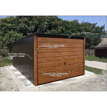 Zahradní domek Plechová garáž 3×5m-zadní spád-výklopná vrata