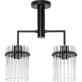 Lustr na tyči 2xE27/60W/230V černá/čirá