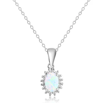 Náhrdelník Stříbrný náhrdelník s oválným opálem a zirkony - Meucci S382N Velikost: 50