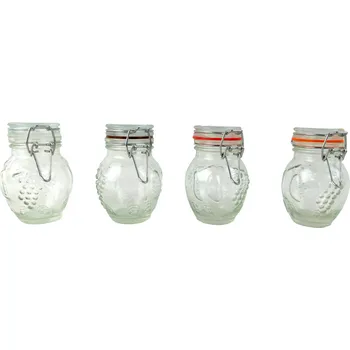 Dóza na potraviny PROHOME - Dóza sklo 7x6x8,5cm 100ml klip různé barvy