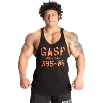 Pánské tílko Gasp ORIGINAL STRINGER BLACK/FLAME – tílko Gasp černo-oranžové Velikost: XL
