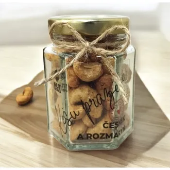 Nutworld.cz Dárková sklenička EXCLUSIVE - Kešu s česnekem a rozmarýnem 70g