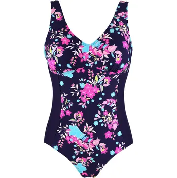 Dámské plavky Renátka plavky jednodílné vzorované D161 L tmavě modrá