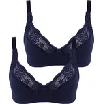 Doriana nevyztužená podprsenka s krajkou 7524 - 2kusy 100C tmavě modrá