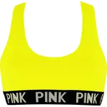 Pink bezešvá podprsenka záda motýlek M zářivě žlutá