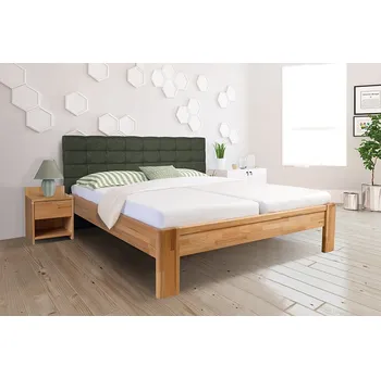 Postel Ahorn Veroli Polster postel - buk cink Moření: Transparentní lak, Čalounění: Bottle green - lahvově zelená, Rozměr: 180 x 200 cm