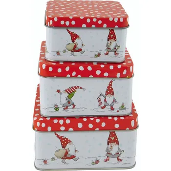 Dóza na potraviny PROHOME - Dóza čtverová sada 3ks vánoční Skřítek