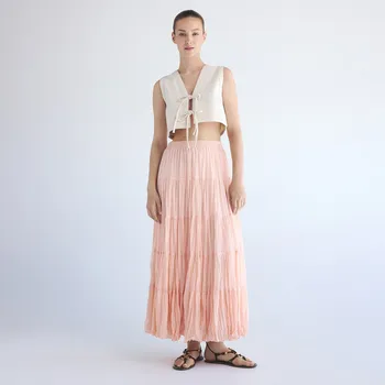 Dámská sukně Reserved - Midi sukně s efektem mačkání - pastelově růžová - XD162-03X - XD162-03X-L