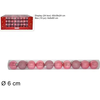 Vánoční dekorace PROHOME - Koule vánoční 6cm sytě růžové balení 10ks