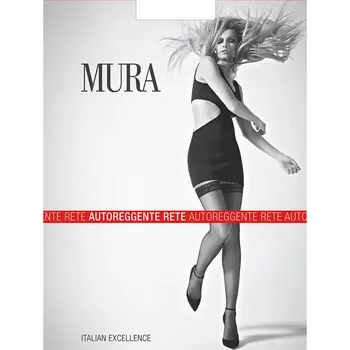 Dámské punčochy Mura dámské síťované samodržící punčochy s krajkou NERO 4