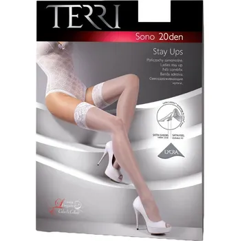 Dámské punčochy Terri dámské jemné polyamidové elastické samodržící punčochy s krajkou Sono 20DEN NERO 1|2