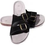 GiNo Kožené pánské korkové pantofle - Černé Velikost: 41