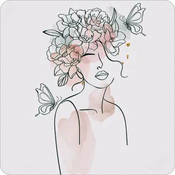 prostírání Topeq Podtácky z korku s elegantním motivem ženy ve stylu line art