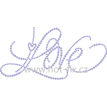 N002 - Love nažehlovací hot-fix kamínkový potisk na textil, rozměry cca 18,2x8,9cm barva: broušené kameny barva 101/N Crystal /stříbrná