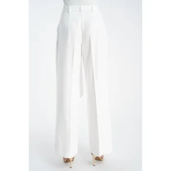 Dámské kalhoty CLICK Kalhoty z materiálu 30-402 Bílá Relaxed Fit 42