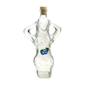 Sklenice Láhev sklo 500ml LOLA dekor ŠVESTKA