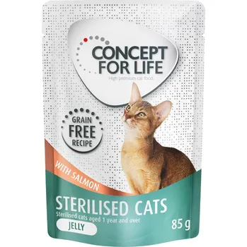 Krmivo pro kočku 48x85g Concept for Life bez obilovin - Sterilised Cats losos - v želé