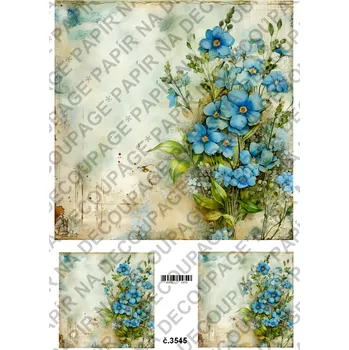 Umělecký papír Rýžový a soft papír na decoupage - Pomněnky- KB03545 Materiál: Soft, Rozměr: A4
