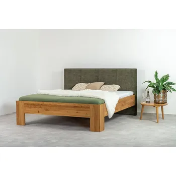 Postel Ahorn Grado Polster postel - dub divoký průběžný Moření: Transparentní lak, Čalounění: Simple taupe - šedobéžová, Rozměr: 160 x 200 cm