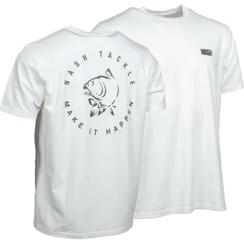 Rybářské oblečení Nash Tričko Make It Happen Carp Logo T-Shirt Ecru Velikost: S