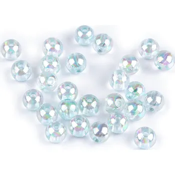 Korálek Plastové korálky s AB efektem Ø8 mm Varianta: 6 modrá ledová, Balení: 10 g