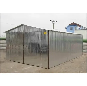 Přístřešek na auto Stalconcept Plechová garáž 4x6 m sedlová střecha - pozink