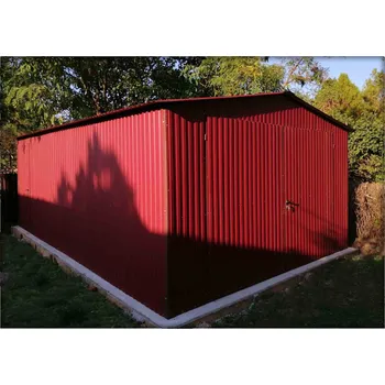 Přístřešek na auto Plechová garáž 4x5m s dvoukřídlými vraty v barvě RAL 3011