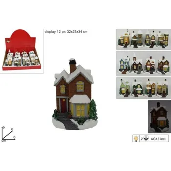 Vánoční dekorace PROHOME - Domek vánoční 6x6x9cm LED různé druhy