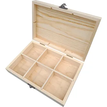 Dřevěná krabička s přihrádkami k dekorování pryskyřicí