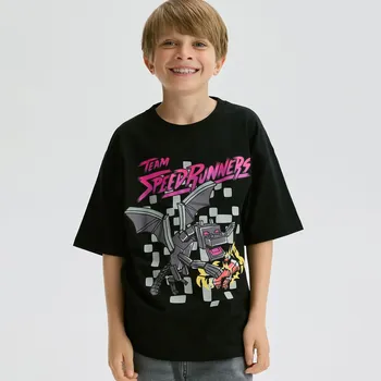 Dětská móda Reserved - Bavlněné tričko Minecraft - černý - 930EG-99X - 930EG-99X-122