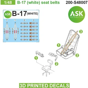 Plastikový model 1/48 B-17 (white) seat belts - 3D printed decals by ASK