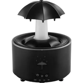Klimatizace Zvlhčovač vzduchu 300 ml ve tvaru deštníku LED lampa 7 barev Simulované kapky Dálkový ovladač Aromaterapie Černý design Dekorace