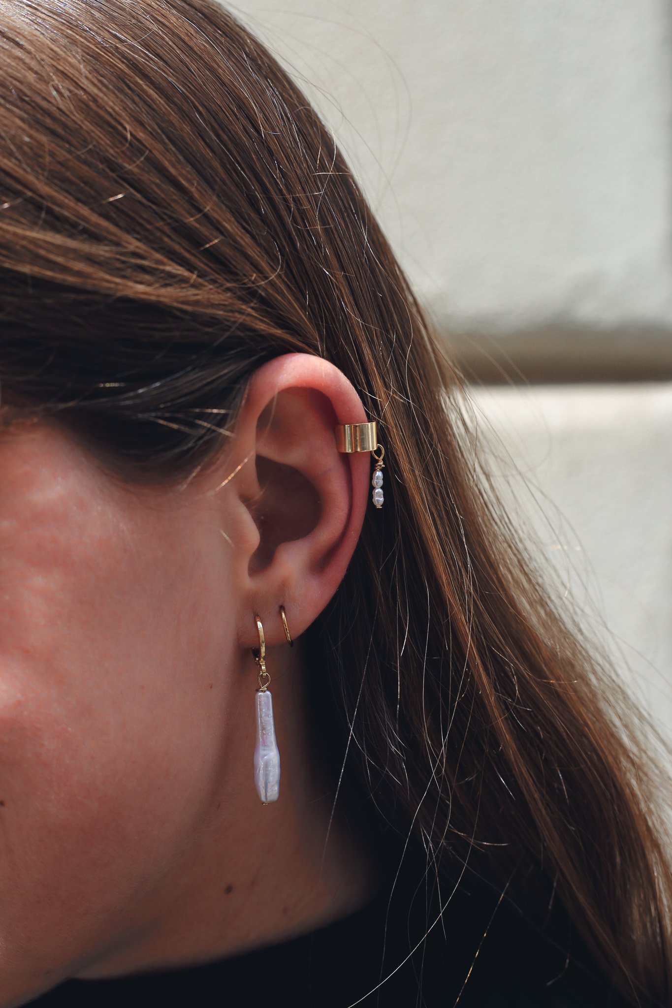 Náušnice Ear Cuff Gold Perly