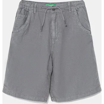 Chlapecké kraťasy Dětské šortky s příměsí lnu United Colors of Benetton šedá barva, nastavitelný pas, 41DAC9043 41DAC9043.G.Seasonal 90X, vel. 122