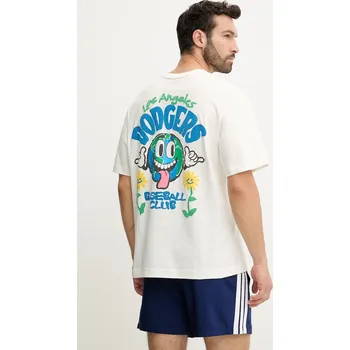 Bavlněné tričko 47 brand MLB Los Angeles Dodgers BB012TMIIIY657544SS béžová 01X, vel. M