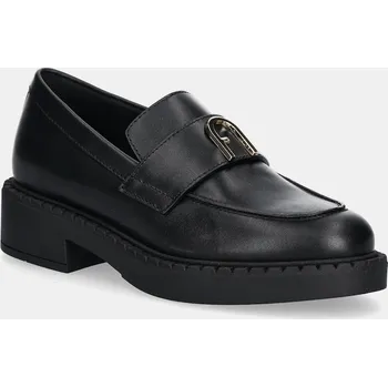 Dámské mokasíny Kožené mokasíny Furla New Legacy Loafer dámské, černá barva, na platformě, YJ81FNL WU0000 O6000 YJ81FNL.WU0000.O6000 99X, EUR 37