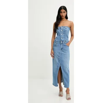 Dámské šaty Džínové šaty Answear.LAB modrá barva, midi SA7046.hak 55J, vel. S