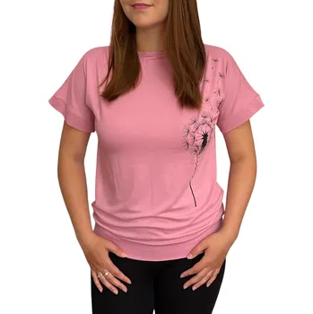 Dámská halenka Halenka Sabatti růžová s pampeliškou do lemu Velikosti Sabatti: 42