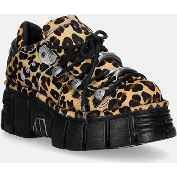 Pánská obuv Semišové tenisky New Rock Pelo Leopardo Cuero M Tower Negro Lateral M.120N.C54 hnědá 88X, EUR 41