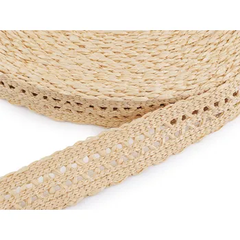 Splétaný popruh šíře 50 mm imitace slámy, barva 1 přírodní
