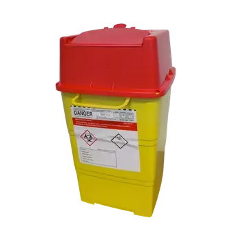 Odpadkový koš NÁDOBA NA MEDICINÁLNÍ ODPAD HRANATÁ 6 L VČETNĚ UZÁVĚRU 180 X 180 X 310 MM (40 KS/KARTON)