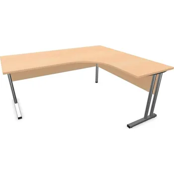 Psací stůl Stůl kancelářský ve tvaru 'L', podnoží 'C', barva javor, pravé, š: 1800 x 1600 mm