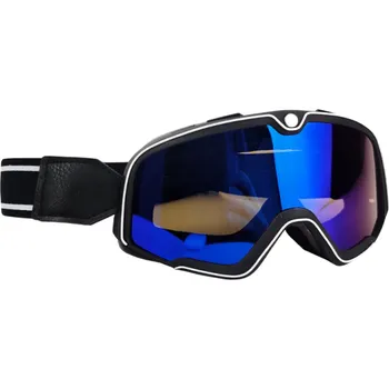 Motocyklové brýle Černé motocyklové brýle s modrým PC sklem UV ochranou 20 x 9 cm Retro styl Ochrana očí Brýle na motorku Lyžařské brýle Helma