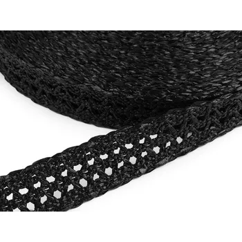 Splétaný popruh šíře 50 mm imitace slámy, barva 4 černá