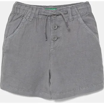 Chlapecké kraťasy Dětské šortky s příměsí lnu United Colors of Benetton šedá barva, nastavitelný pas, 41DAG902X 41DAG902X.P.Seasonal 90X, vel. 82