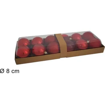 Vánoční dekorace PROHOME - Koule vánoční 8cm červené balení12ks