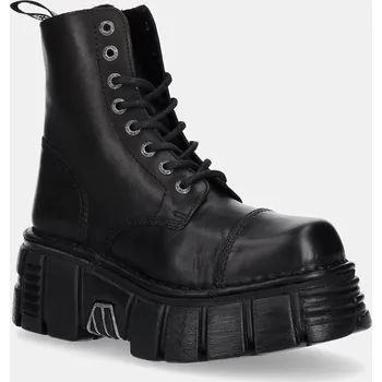 Dámské kozačky Kožené kozačky New Rock Crust Negro, Tower Negro + Lateral dámské, černá barva, na platformě, M-NEWMILI083-S39 M.NEWMILI083.S39 99X, EUR 39