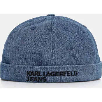 Čepice Dětská bavlněná čepice Karl Lagerfeld Jeans modrá barva, z tenké pleteniny, A3M33108 55J, vel. ONE SIZE